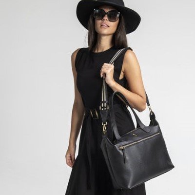 VEĽKÁ ČIERNA KOŽENÁ KABELKA - NADČASOVÝ DOPLNOK