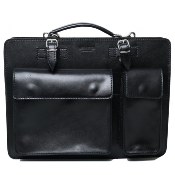 Pánska veľká kožená kabelka do ruky na notebook čierna Talianska Ermin bb