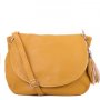 Veľká žltá kožená športová crossbody kabelka Vera Pelle Talianska Angelab