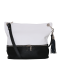 Kožená športová crossbody kabelka Genuine leather Talianska čiernobiela Framec