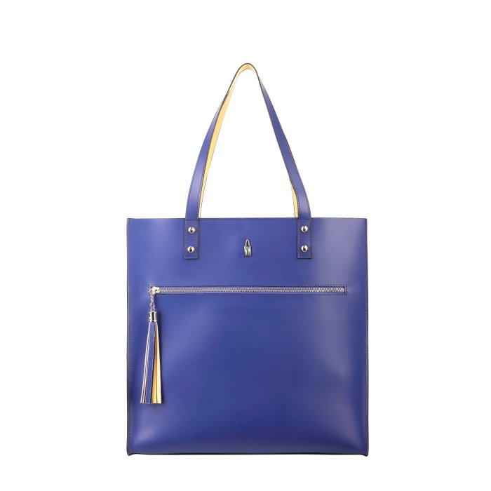 Veľká dámska kožená kabelka nákupná taška shopper Wojewodzic modrá 31826/b