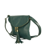 Malá kožená listová kabelka crossbody Talianska zelená Korzika--