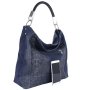XL shopperka kožená kabelka na plece a do ruky Talianska stredne modrá Alessa-