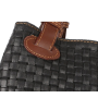 Dámska kožená kabelka pletená koža na plece Talianska čierna Jarkad