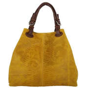 Dámska kožená kabelka hadia koža na plece Talianska žltá Vanda .b