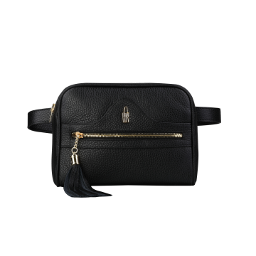 Malá bedrová a do ruky (belt bag) kožená kabelka čierna Wojewodzic 31796/GS01/Z,