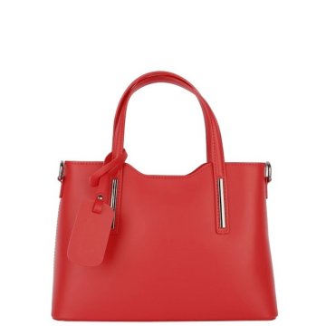 Talianske kožené kabelky luxusné na rameno Carina červené strednég