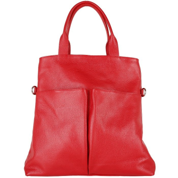 Dámska kožená kabelka nákupná taška Genuine leather Talianska červená Catarine rossa,