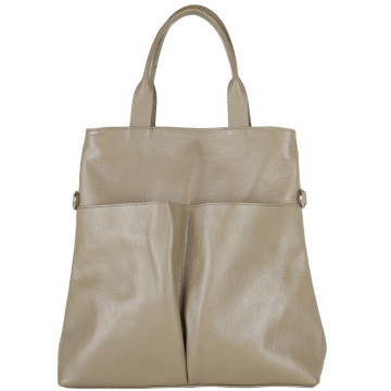 Dámska kožená kabelka nákupná taška do ruky Genuine leather Talianska taupe Catarine,