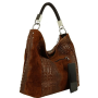 XL dámska shopperka kožená kabelka na plece a do ruky Talianska Alessa čokoládovo škoricováb