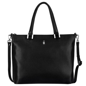 Veľká luxusná kožená kabelka do ruky shopper Wojewodzic čierna 31804/E/FD01c