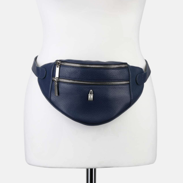 Bedrová (belt bag) stredná kožená kabelka ľadvinka modrá Wojewodzic 31793/FD37dd