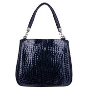 lakovaná modrá kožená kabelka so zvieracím vzorom Wojewodzic 31215