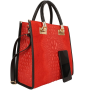 Pracovná kožená kožená kabelka do ruky Talianska jasno červená Parisa borsa in pellebb