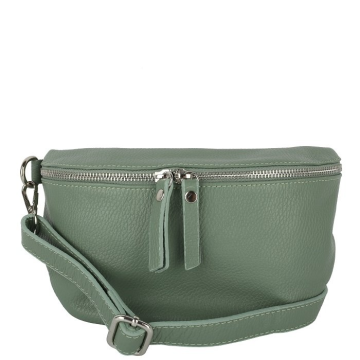 Bedrová (belt bag) stredná kožená kabelka ľadvinka Talianska Tinka zelenáb
