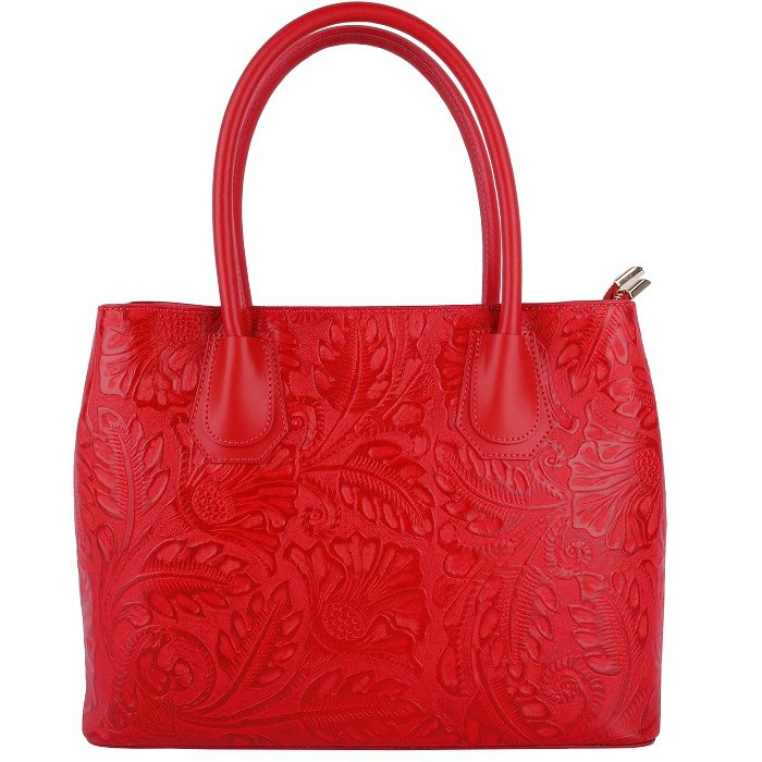 Dámska kožená kabelka na rameno so vzorom Talianska Domina červená v
