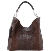 XL dámska shopperka kožená kabelka na plece a do ruky Talianska Alessa čokoládovább
