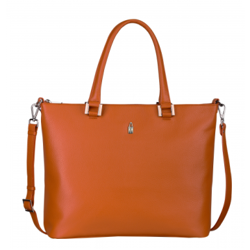Veľká luxusná kožená kabelka do ruky shopper Wojewodzic pomarančová 31804/E/FD15bb