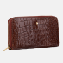 Krásna dámska kožená peňaženka s ozdobou čokoládová so zlatou Wojewodzic 3PD66/KM03/Z bvcv