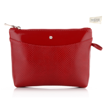 Dámska kožená značková kozmetická taška Wojewodzic červená 3GD15/PC02/PL02 f