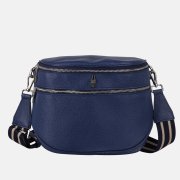 modrá kožená crossbody kabelka Wojewodzic 31933 so strieborným kovaním