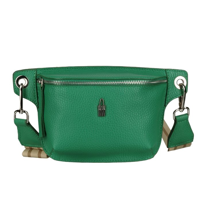 Dámska kožená kabelka bedrová jasne zelená 34567/FD34f