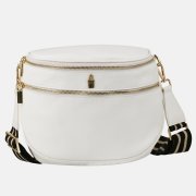 biela kožená crossbody kabelka so zlatými detailmi   Wojewodzic 31933
