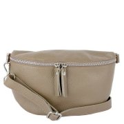 Bedrová (belt bag) stredná kožená kabelka ľadvinka Talianska Tinka taupev