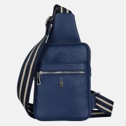 Dámsky kožený batoštek - kabelka malý modrý - crossbody Wojewodzic 31956/FD37cc