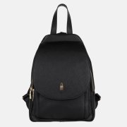 Čierny kožený batoh, ruksak stredne veľký kožený zlaté kovanie Wojewodzic 3195cb