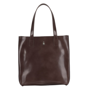 Veľká dámska kožená kabelka, nákupná taška, Wojewodzic čokoládová 31731/PN39v