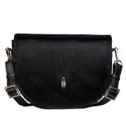 Crossbody krásna kožená kabelka čierna vlasom Wojewodzic 31921/01/H01/Z cx