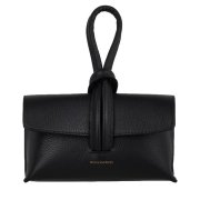 čierna kožená kabelka z hrudkovitej kože so zlatým logom Wojewodzic 31968