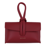 červená kožená kabelka z hrudkovitej kože so zlatým kovaním Wojewodzic 31968