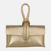 zlatá metalická kožená kabelka z hrudkovitej kože Wojewodzic 31968