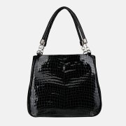 čierna veľká kožená kabelka Wojewodzic 31215 – celkový pohľad