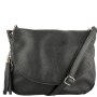 Veľká čierna kožená športová crossbody kabelka Vera Pelle Talianska Angela B