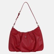 Dámska červená kožená kabelka Wojewodzic – predný pohľad kabelky s riasením Wojewodzic 31970