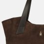 Hnedá kabelka semiš shopper do práce A4 detail Wojewodzic 31988