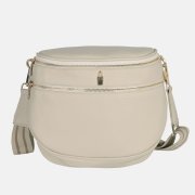 béžová kožená crossbody kabelka so zlatým kovaním Wojewodzic 31933