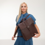 Tmavohnedá pravá koža batoh na každodenné nosenie modelka Wojewodzic 34562
