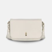 béžová kožená kabelka z talianskej kože malá elegantná listová kabelka Wojewodzic 31979