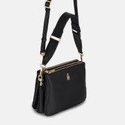 Čierna kožená kabelka s viacerými priehradkami model 31996