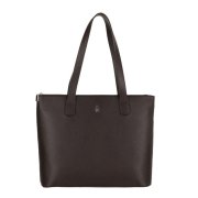 tmavohnedá kožená shopper kabelka z pravej kože veľká A4 31920