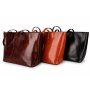 Tri elegantné talianske kožené shopper kabelky vo farbách tmavo hnedá, koňaková a čierna Vanesa
