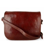 Hnedá talianska kožená crossbody kabelka Diana z hrubej pravej kože