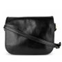 Čierna talianska kožená crossbody kabelka z pravej kože ku béžovému kabátu Diana