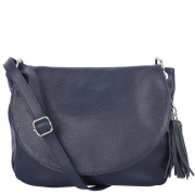 Angela modrá talianska kožená crossbody kabelka z pravej kože