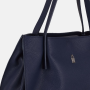 Detail talianskej kože tmavomodrej shopper kabelky Wojewodzic 31944 z pravej kože