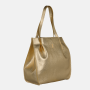 Bočný profil zlatej koženej shopper kabelky Wojewodzic 31916